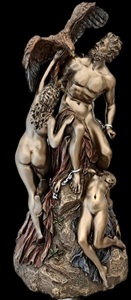 Græsk mytologi statue Prometheus i håndpoleret bronze til kontorindretning